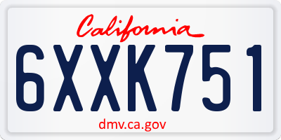 CA license plate 6XXK751