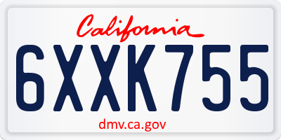 CA license plate 6XXK755