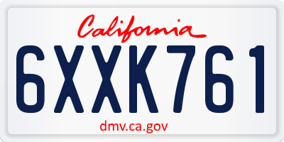 CA license plate 6XXK761