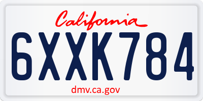 CA license plate 6XXK784