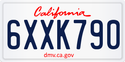 CA license plate 6XXK790