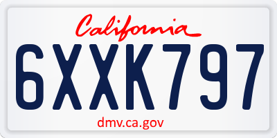 CA license plate 6XXK797