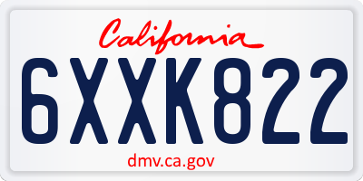 CA license plate 6XXK822