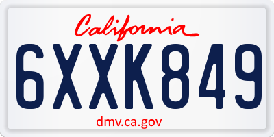 CA license plate 6XXK849