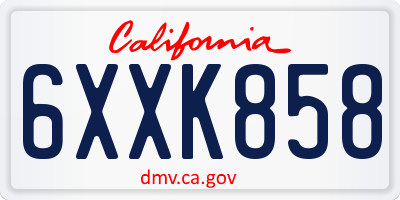 CA license plate 6XXK858