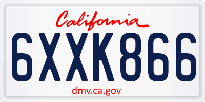 CA license plate 6XXK866
