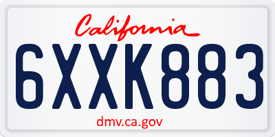 CA license plate 6XXK883