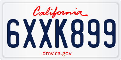 CA license plate 6XXK899