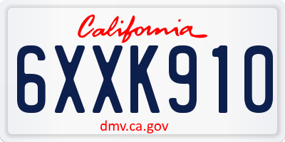 CA license plate 6XXK910