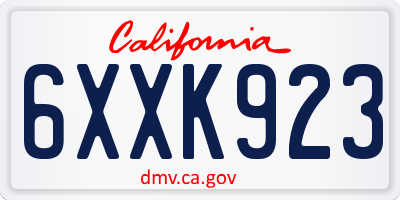 CA license plate 6XXK923