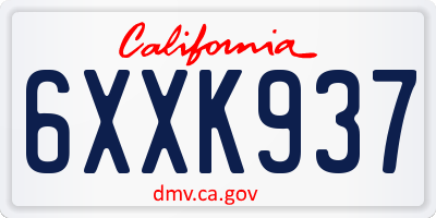 CA license plate 6XXK937