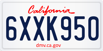 CA license plate 6XXK950