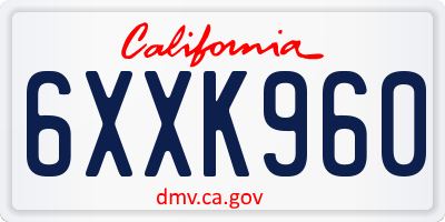 CA license plate 6XXK960