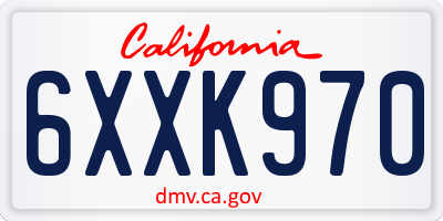 CA license plate 6XXK970