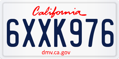 CA license plate 6XXK976