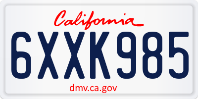 CA license plate 6XXK985