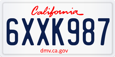 CA license plate 6XXK987