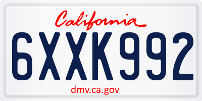CA license plate 6XXK992