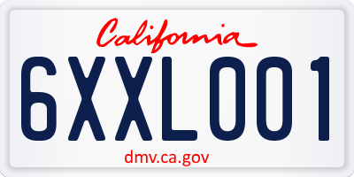 CA license plate 6XXL001