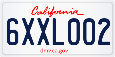 CA license plate 6XXL002
