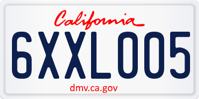 CA license plate 6XXL005