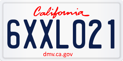 CA license plate 6XXL021