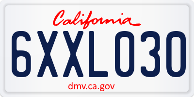 CA license plate 6XXL030