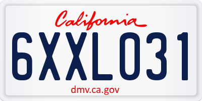 CA license plate 6XXL031