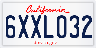 CA license plate 6XXL032