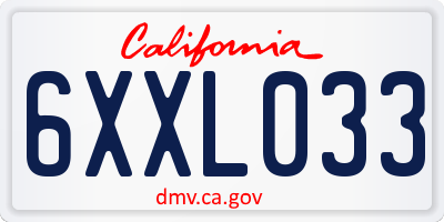 CA license plate 6XXL033