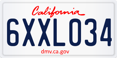 CA license plate 6XXL034