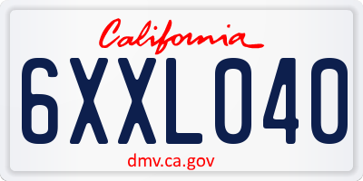 CA license plate 6XXL040