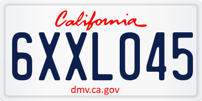 CA license plate 6XXL045