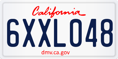 CA license plate 6XXL048
