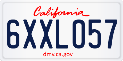 CA license plate 6XXL057