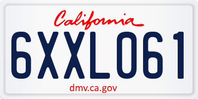 CA license plate 6XXL061