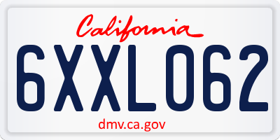 CA license plate 6XXL062