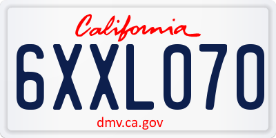 CA license plate 6XXL070