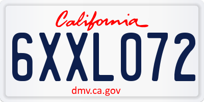 CA license plate 6XXL072