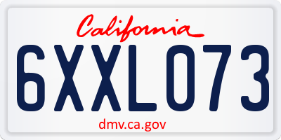 CA license plate 6XXL073