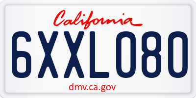 CA license plate 6XXL080