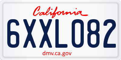 CA license plate 6XXL082