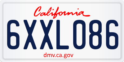 CA license plate 6XXL086