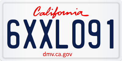 CA license plate 6XXL091