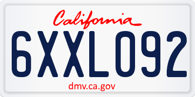 CA license plate 6XXL092