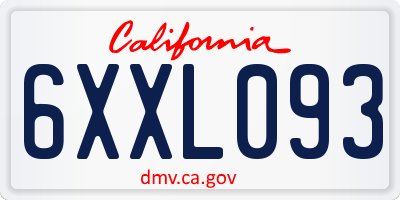 CA license plate 6XXL093