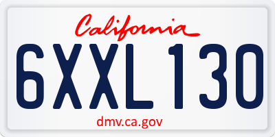 CA license plate 6XXL130