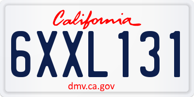 CA license plate 6XXL131