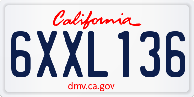CA license plate 6XXL136