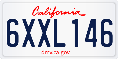 CA license plate 6XXL146